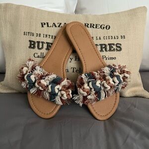 Stylish Woven Fringe Slide Sandals